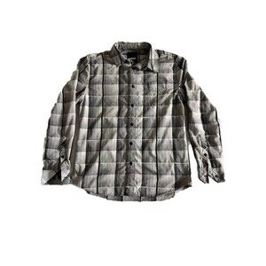 Tony Hawk Shirt  Size Mens Medium Gray Line Stripe‎ Long Sleeve Button Up